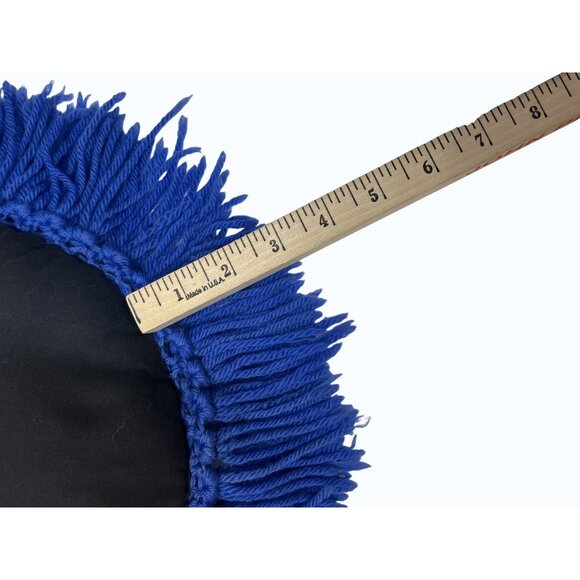 VTG Handcrafted Round Crochet Throw Pillow 12" With Fringe Granny Core READ - Picture 5 of 5